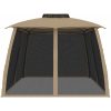 Paviljong med dubbelt tak & nätväggar taupe stål vidaXL 3.93 x 2.93 m – miniatyr 4