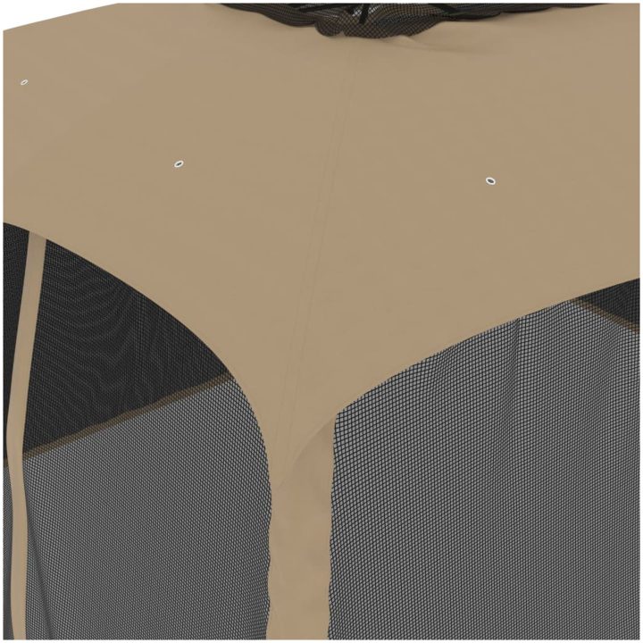Paviljong med dubbelt tak & nätväggar taupe stål vidaXL 3.93 x 2.93 m – bild 7