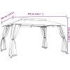 Paviljong med dubbelt tak & nätväggar taupe stål vidaXL 3.93 x 2.93 m – miniatyr 9