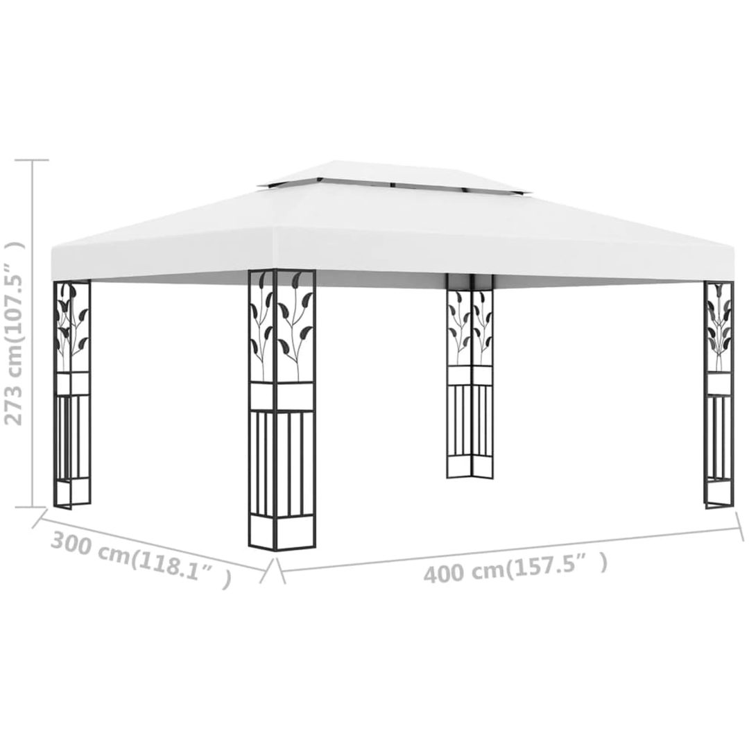 Paviljong med dubbeltak 3x4 m vit vidaXL – bild 6
