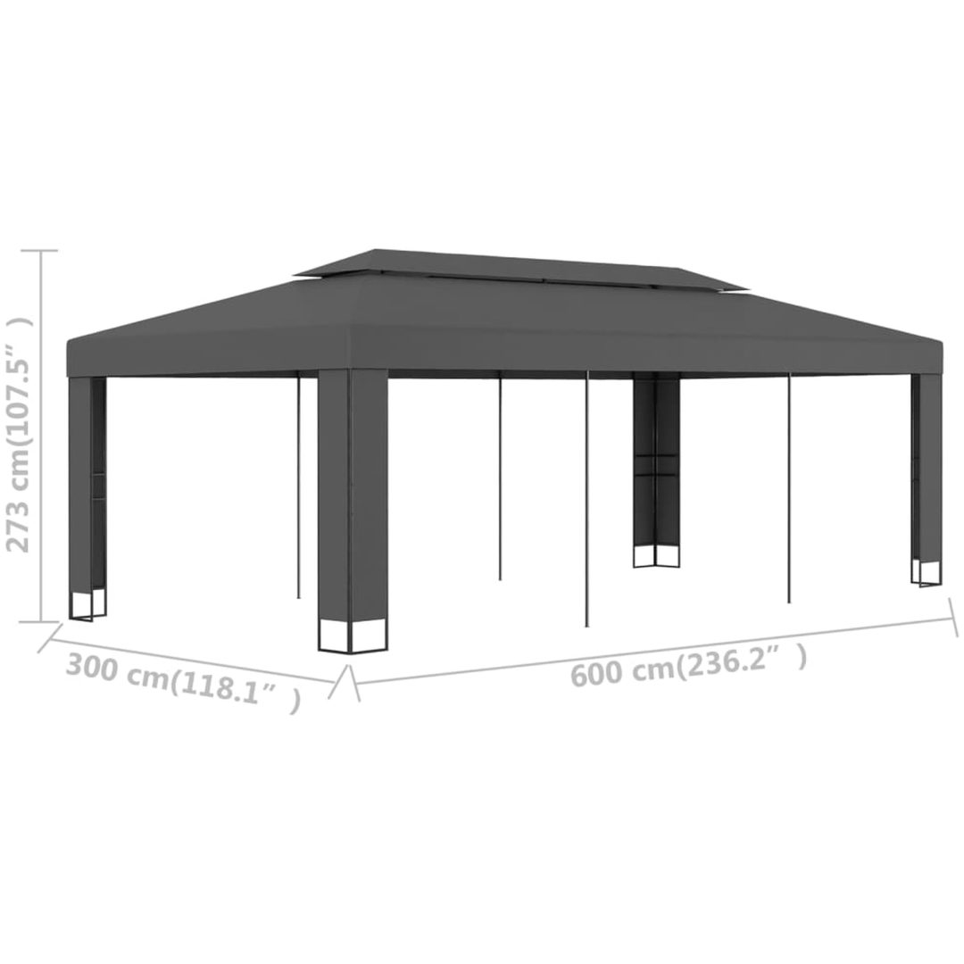 Paviljong med dubbeltak antracit vidaXL 3 x 6 m – bild 5