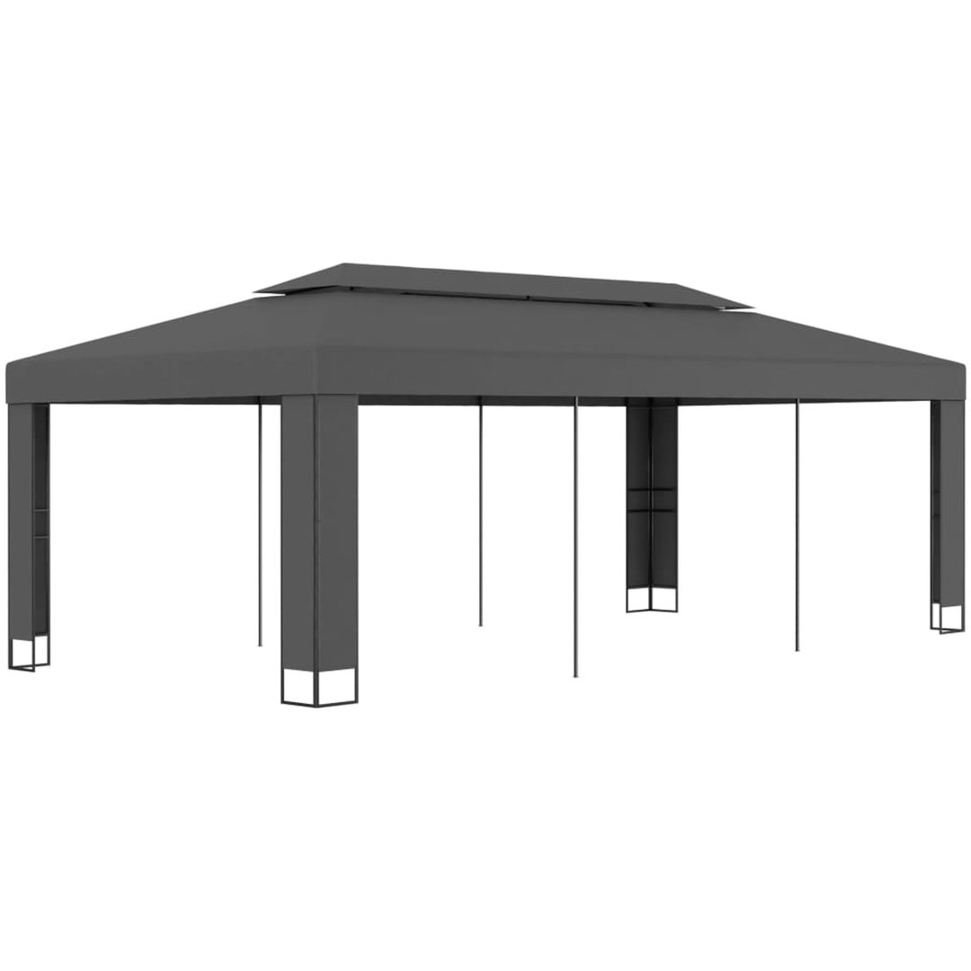 Paviljong med dubbeltak antracit vidaXL 3 x 6 m