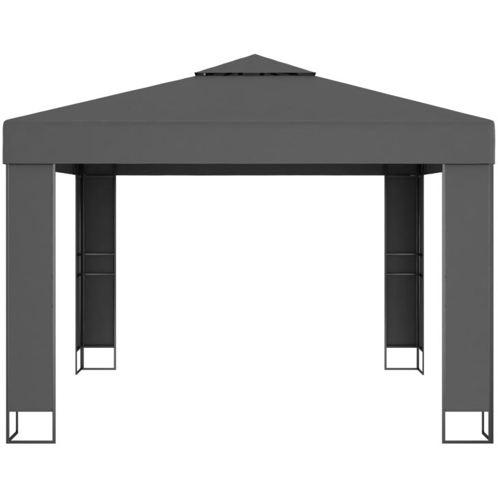 Paviljong med dubbeltak och ljusslinga LED 3x3 m antracit vidaXL – bild 4