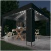 Paviljong med dubbeltak och ljusslinga LED 3x3 m antracit vidaXL – miniatyr 1