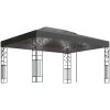 Paviljong med dubbeltak och ljusslinga LED 3x4 m antracit vidaXL – miniatyr 2