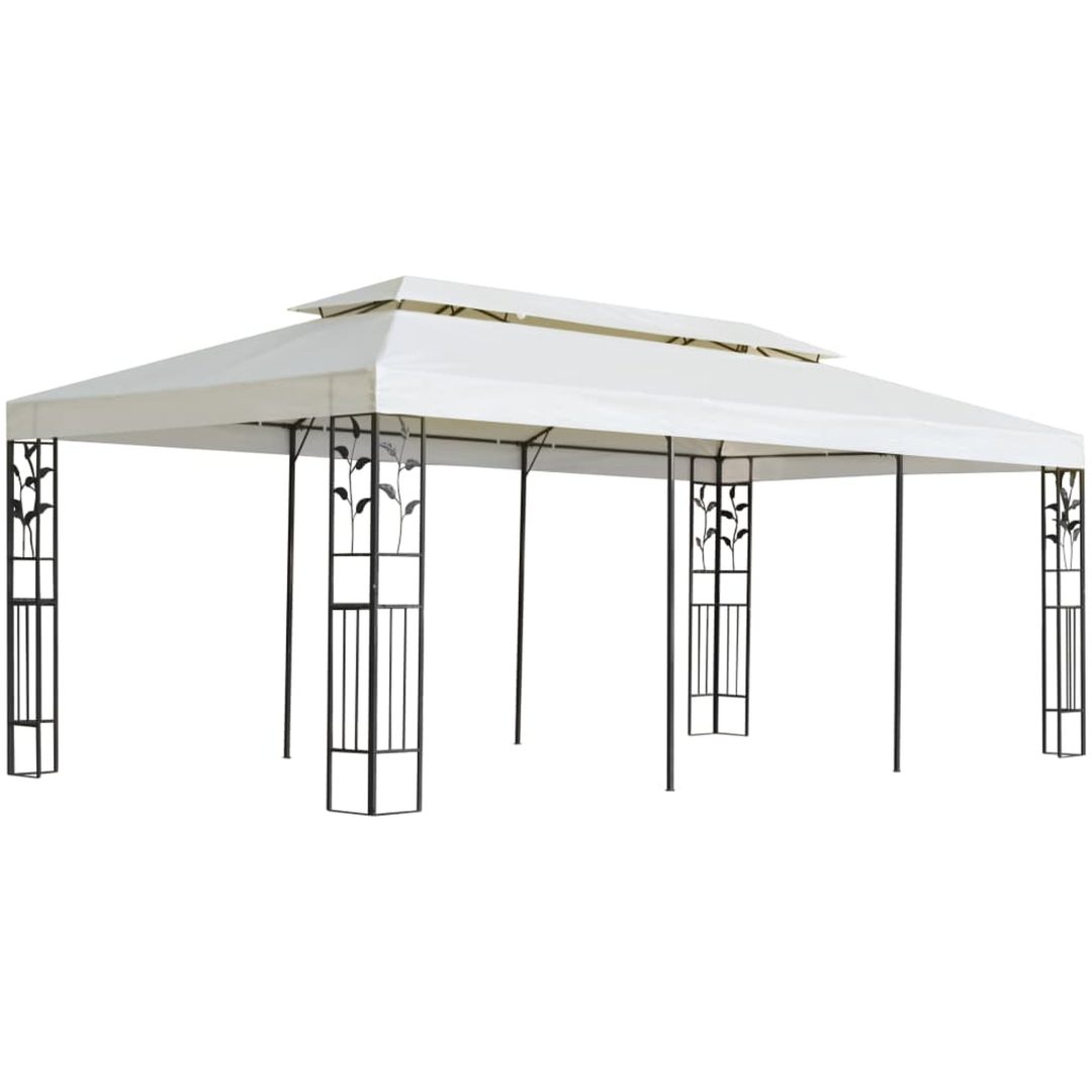 Paviljong med dubbeltak vit 6x3 m stål vidaXL