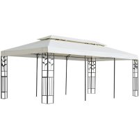Paviljong med dubbeltak vit 6x3 m stål vidaXL