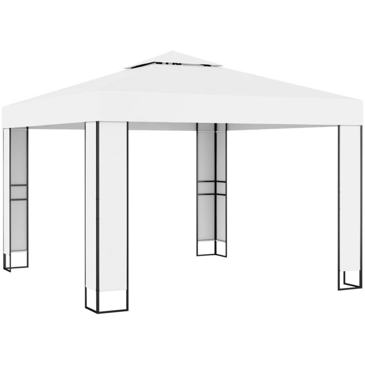 Paviljong med dubbeltak vit vidaXL 3 x 3 m – bild 2
