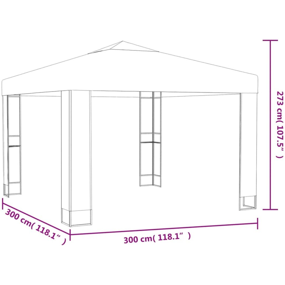 Paviljong med dubbeltak vit vidaXL 3 x 3 m – bild 6