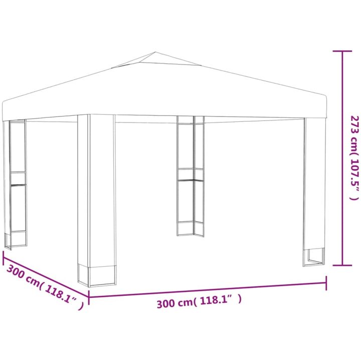 Paviljong med dubbeltak vit vidaXL 3 x 3 m – bild 6