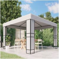 Paviljong med dubbeltak vit vidaXL
