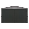 Paviljong med gardin aluminium 4x3x2,6 m svart vidaXL 4 x 3 m – miniatyr 3