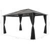 Paviljong med gardin aluminium 4x3x2,6 m svart vidaXL 4 x 3 m – miniatyr 7