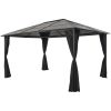 Paviljong med gardin aluminium 4x3x2,6 m svart vidaXL 4 x 3 m – miniatyr 1