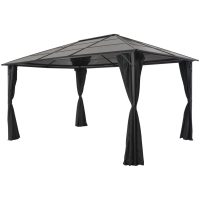 Paviljong med gardin aluminium 4x3x2,6 m svart vidaXL