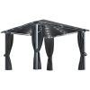 Paviljong med gardin & ljusslinga LED antracit aluminium vidaXL 300 x 300 cm – miniatyr 2