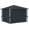 Paviljong med gardin & ljusslinga LED antracit aluminium vidaXL 300 x 300 cm – miniatyr 4