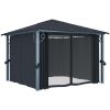 Paviljong med gardin & ljusslinga LED antracit aluminium vidaXL 300 x 300 cm – miniatyr 5