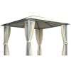 Paviljong med gardin & ljusslinga LED gräddvit aluminium vidaXL 300 x 300 cm – miniatyr 2