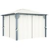 Paviljong med gardin & ljusslinga LED gräddvit aluminium vidaXL 300 x 300 cm – miniatyr 3