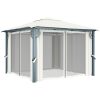 Paviljong med gardin & ljusslinga LED gräddvit aluminium vidaXL 300 x 300 cm – miniatyr 4