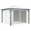 Paviljong med gardin & ljusslinga LED gräddvit aluminium vidaXL 300 x 300 cm – miniatyr 5
