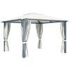 Paviljong med gardin & ljusslinga LED gräddvit aluminium vidaXL 300 x 300 cm – miniatyr 7