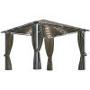 Paviljong med gardin & ljusslinga LED taupe aluminium vidaXL 300 x 300 cm – miniatyr 2