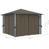 Paviljong med gardin & ljusslinga LED taupe aluminium vidaXL 300 x 300 cm – miniatyr 12
