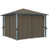 Paviljong med gardin & ljusslinga LED taupe aluminium vidaXL 300 x 300 cm – miniatyr 3
