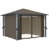 Paviljong med gardin & ljusslinga LED taupe aluminium vidaXL 300 x 300 cm – miniatyr 4