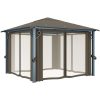Paviljong med gardin & ljusslinga LED taupe aluminium vidaXL 300 x 300 cm – miniatyr 5