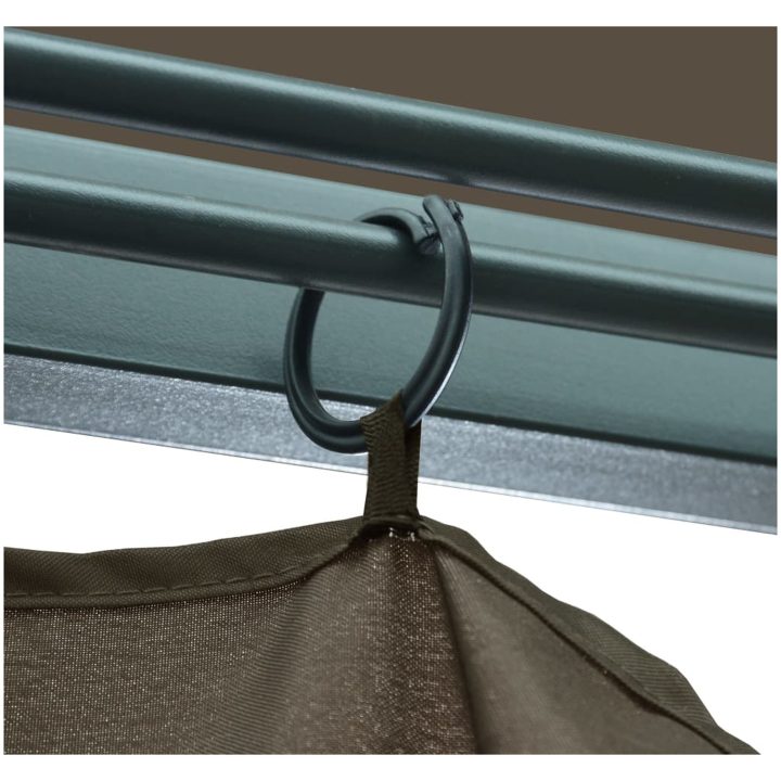 Paviljong med gardin & ljusslinga LED taupe aluminium vidaXL 300 x 300 cm – bild 9