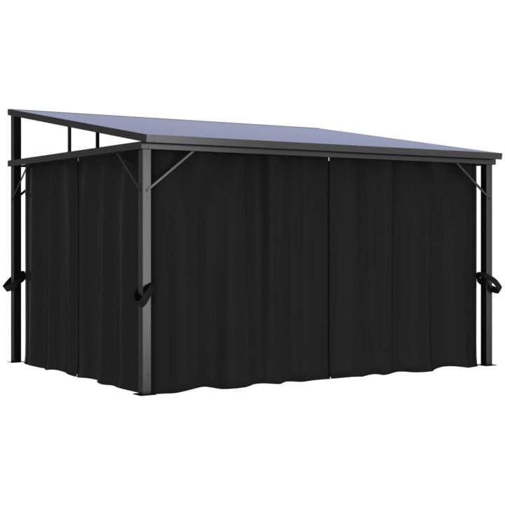 Paviljong med gardiner 405x294x244 cm antracit vidaXL – bild 3