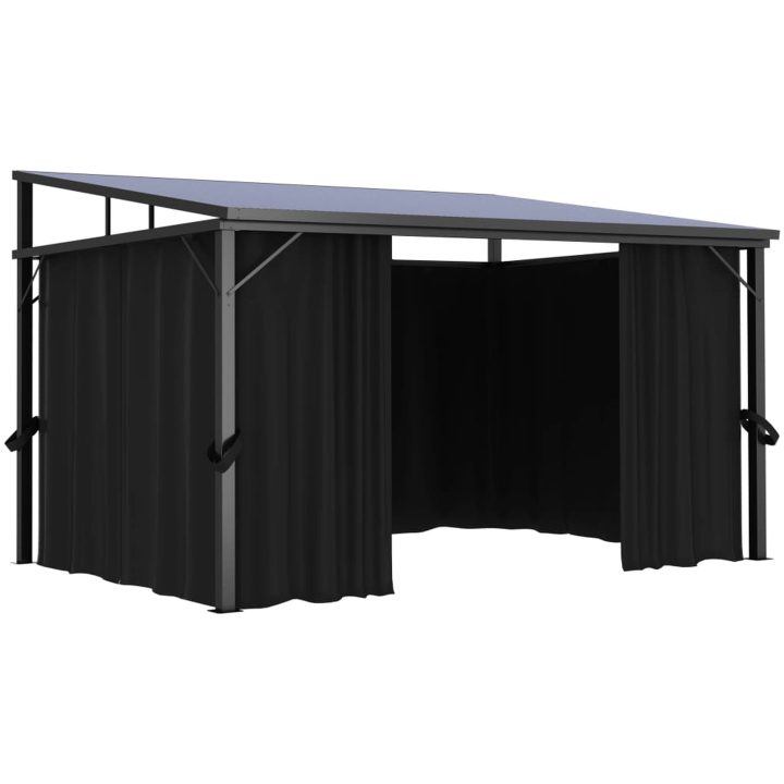 Paviljong med gardiner 405x294x244 cm antracit vidaXL – bild 5