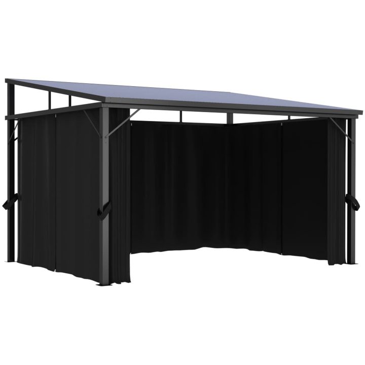 Paviljong med gardiner 405x294x244 cm antracit vidaXL – bild 6