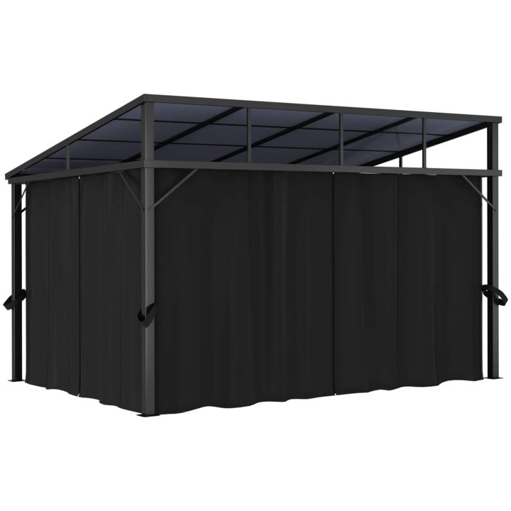 Paviljong med gardiner 405x294x244 cm antracit vidaXL – bild 8
