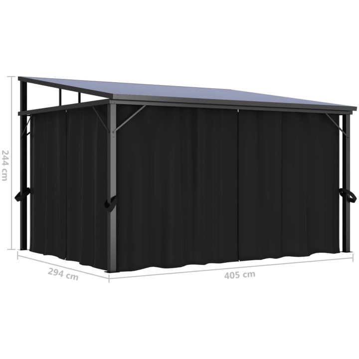 Paviljong med gardiner 405x294x244 cm antracit vidaXL – bild 10