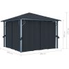 Paviljong med gardiner antracit aluminium vidaXL 300 x 300 cm – miniatyr 8