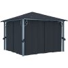 Paviljong med gardiner antracit aluminium vidaXL 300 x 300 cm – miniatyr 1