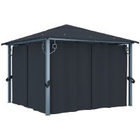 Paviljong med gardiner antracit aluminium vidaXL
