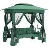 Paviljong med hammock grön tyg&stål vidaXL – miniatyr 2