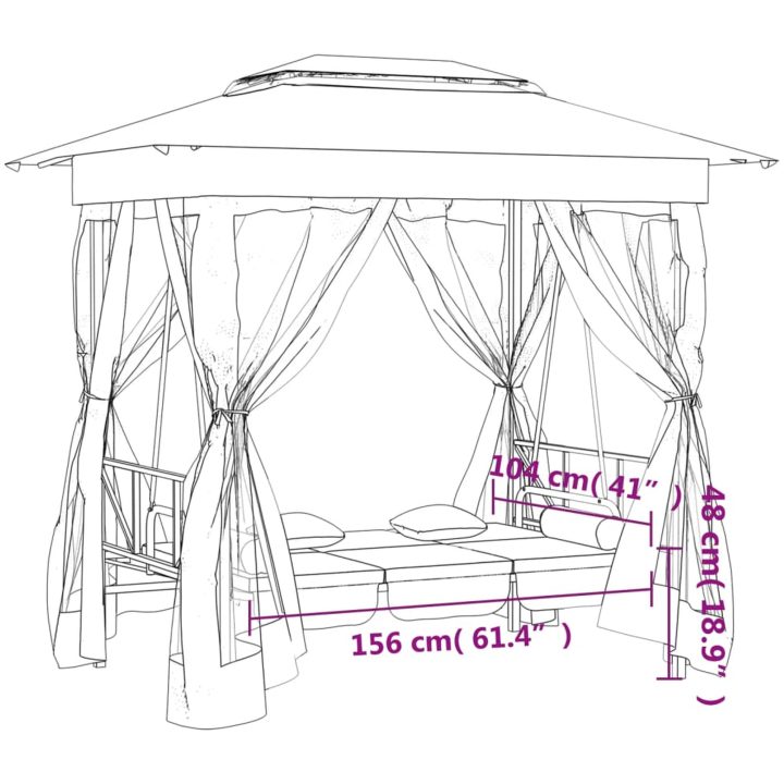 Paviljong med hammock grön tyg&stål vidaXL – bild 11