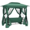 Paviljong med hammock grön tyg&stål vidaXL – miniatyr 5