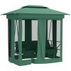 Paviljong med hammock grön tyg&stål vidaXL – miniatyr 7