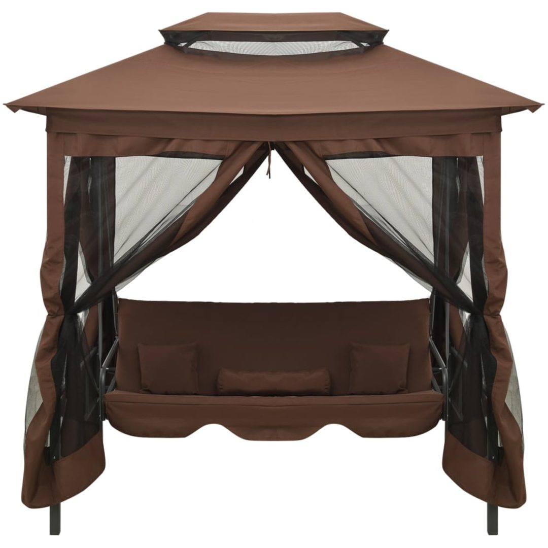 Paviljong med hammock kaffebrun vidaXL – bild 2