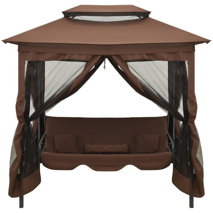 Paviljong med hammock kaffebrun vidaXL – bild 2