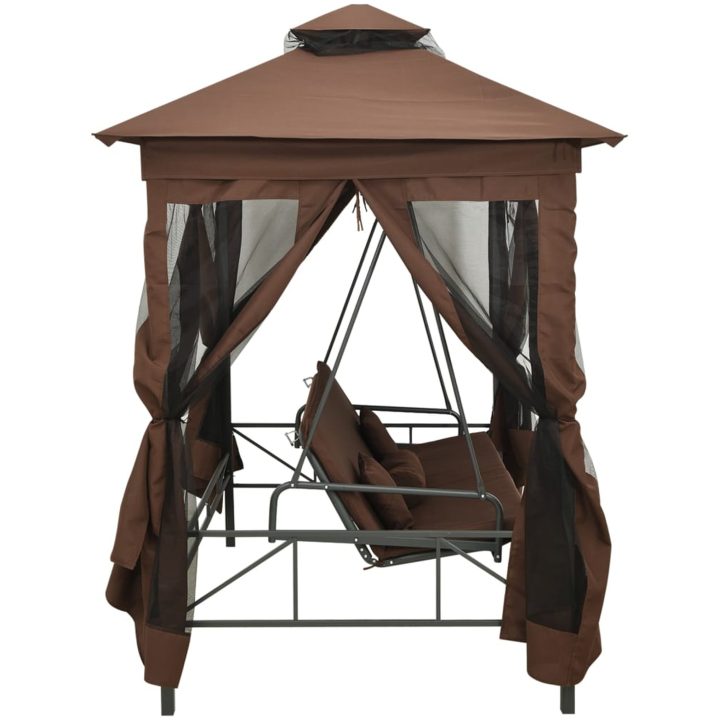 Paviljong med hammock kaffebrun vidaXL – bild 3