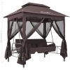 Paviljong med hammock kaffebrun vidaXL – miniatyr 6