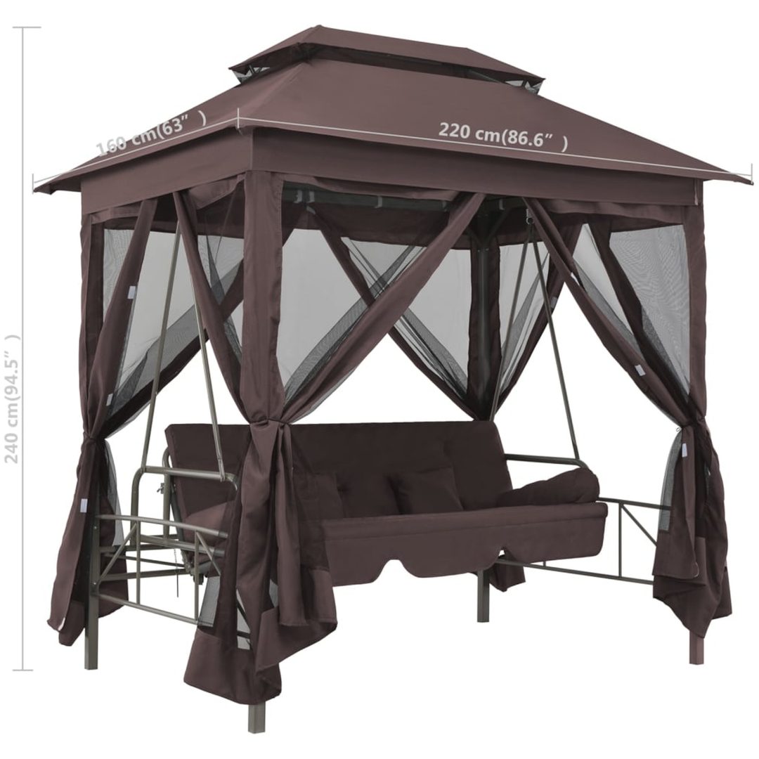 Paviljong med hammock kaffebrun vidaXL – bild 6